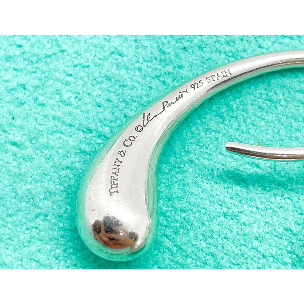 Tiffany & Co. Elsa Peretti Teardrop Hoop Earrings Sterling Silver - Picture 3 of 10